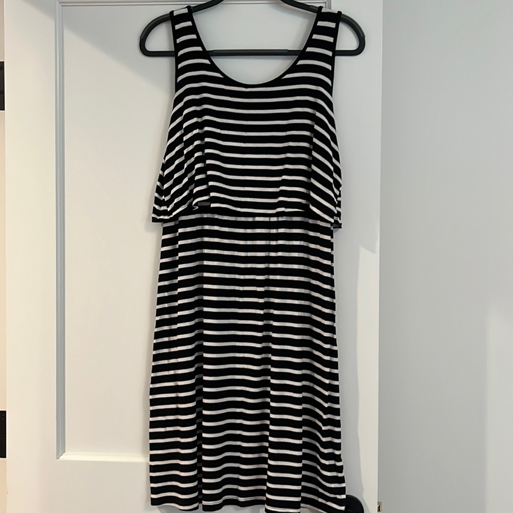 Old Navy Black and White Striped Nursing and Maternity Dress Size M
